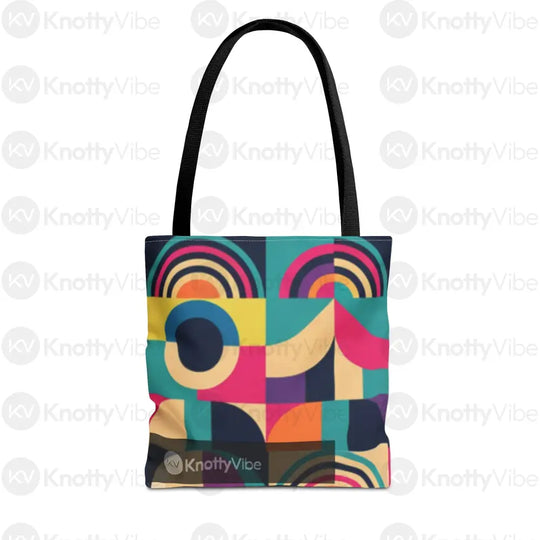 Colorful Geometric Tote Bag Boho Chic Shopper Beach Bag Gift for Her Everyday Carryall Vibrant Accessories 13’’ × 13’’