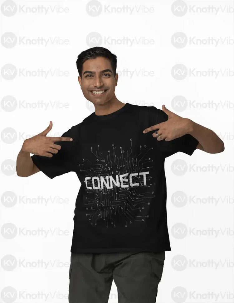 Connect with Style: Unisex Oversized Boxy Tee Graphic Tee Tech-Inspired Shirt Casual Wear Comfortable Tee Unique Gift