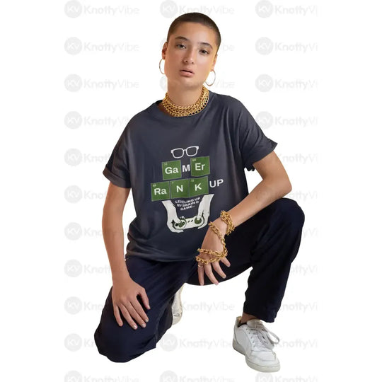 Gamer Rank Up Tee Unisex Boxy T-Shirt Casual Gamer Wear Gift for Gamers Geeky Apparel Level Up Style T-Shirt