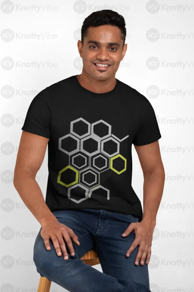 Geometric Honeycomb Unisex Heavy Cotton Tee Graphic Tees Casual Wear Gift for Him Modern Fashion Summer Tee T-Shirt