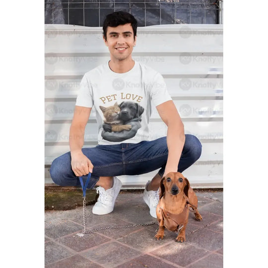 Pet Love Unisex T-Shirt | Cute Animal Lover Gift Pet Parent Apparel Cozy Casual Wear Birthday Present Dog Cat Lovers