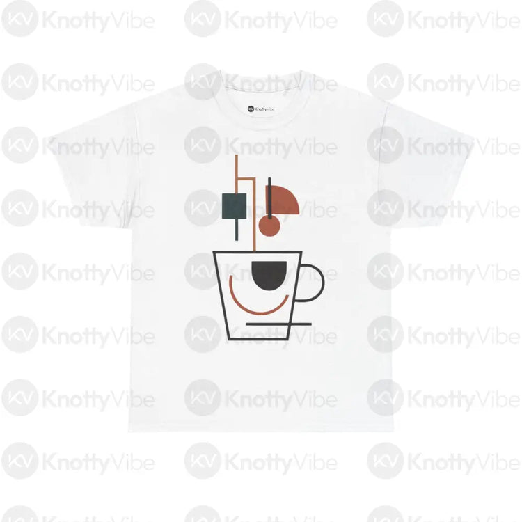 Playful Coffee Cup Tee - Unisex Heavy Cotton Tee Funny Coffee Shirt Casual Wear Gift for Coffee Lovers Daily Wear White