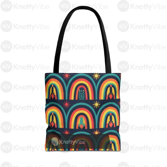 Vibrant Rainbow Tote Bag Eco-Friendly Shopping Pouch Boho Style Bag Weekend Getaway Tote Colorful Reusable Everyday Bag