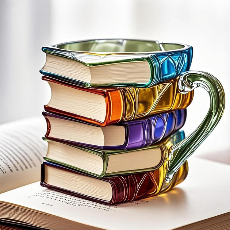 Resin Book Stack Coffee Cup ☕ | Aesthetic Bookish Vibes Mug