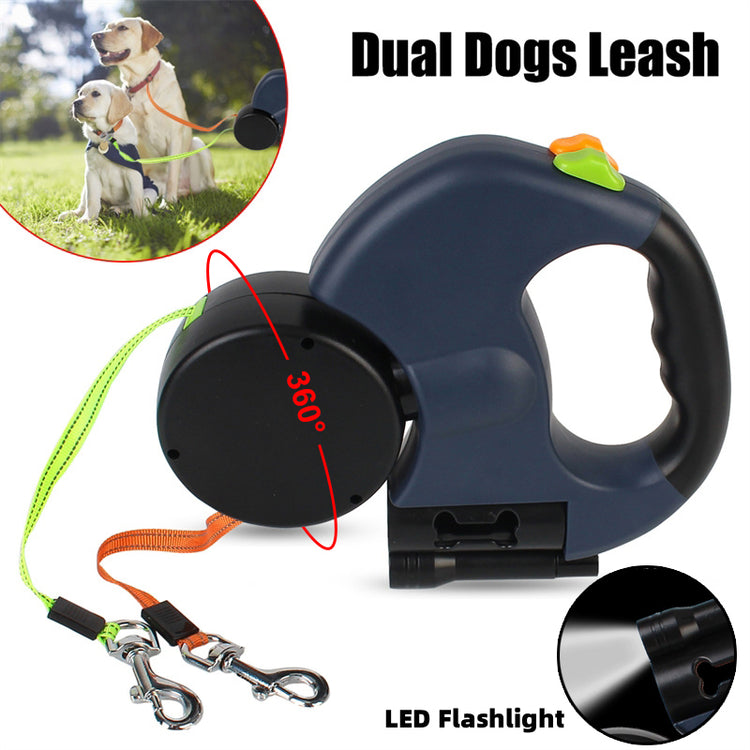Glow Walk Dual Leash – Tangle-Free, Reflective & Smart ✨
