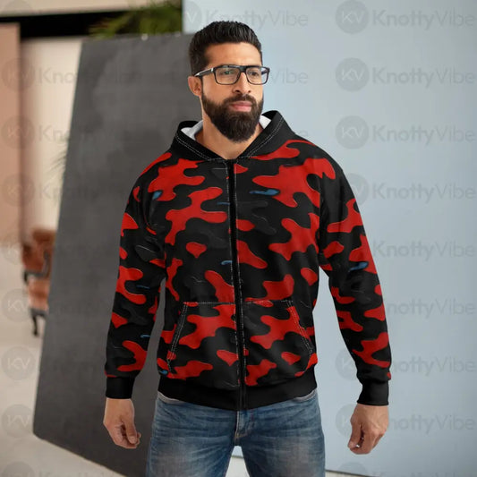 Bold Camo Unisex Zip Hoodie Streetwear Jacket Casual Layer Matching Outfit Outdoor Gear Perfect Gift for Adventurers