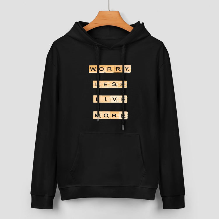 Worry Less Pocket Black Hoodie