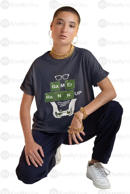 Gamer Rank Up Tee Unisex Boxy T-Shirt Casual Gamer Wear Gift for Gamers Geeky Apparel Level Up Style T-Shirt