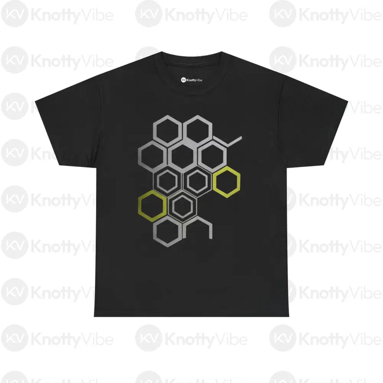 Geometric Honeycomb Unisex Heavy Cotton Tee Graphic Tees Casual Wear Gift for Him Modern Fashion Summer Tee Black / S