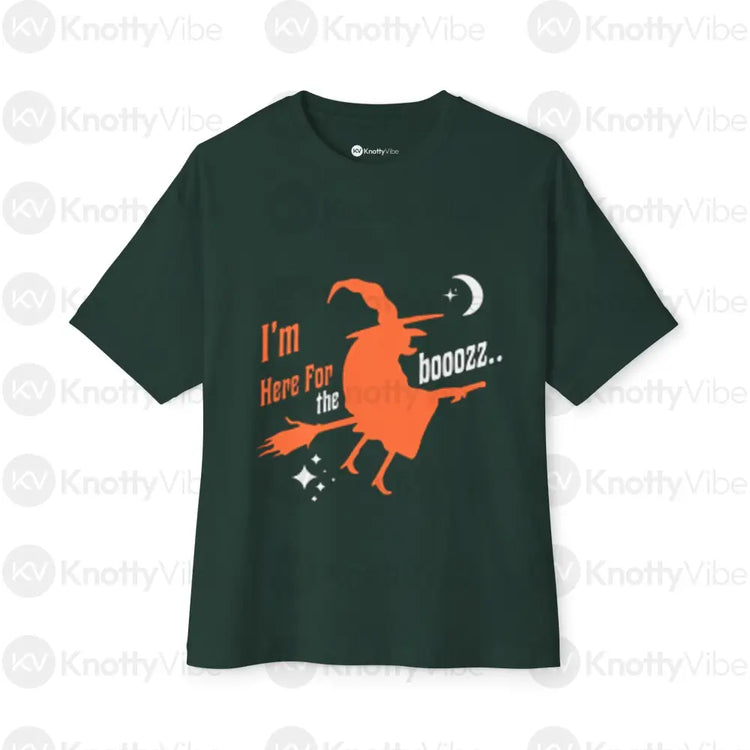 Halloween Boxy Tee Unisex Oversized T-Shirt Witch Graphic Tee Funny Halloween Costume Spooky Season Apparel Forest / XS