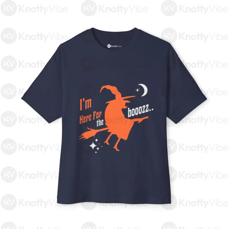 Halloween Boxy Tee Unisex Oversized T-Shirt Witch Graphic Tee Funny Halloween Costume Spooky Season Apparel Navy / XS