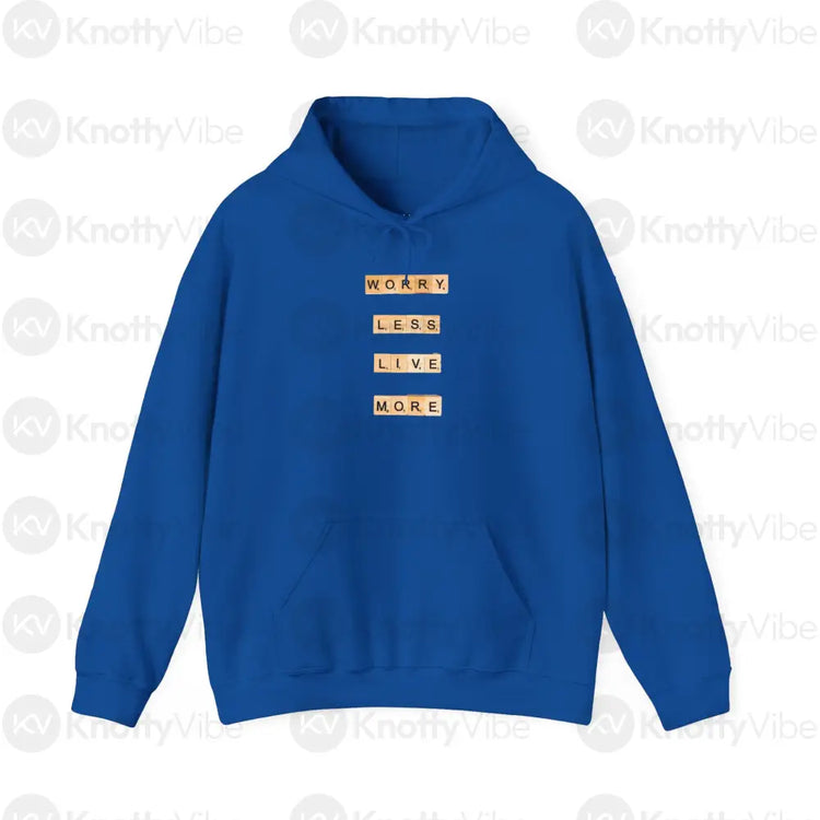 Inspirational Hoodie: ’Worry Less Live More’ Cozy Sweatshirt for Relaxation Motivation Gift Casual Wear Self-Care