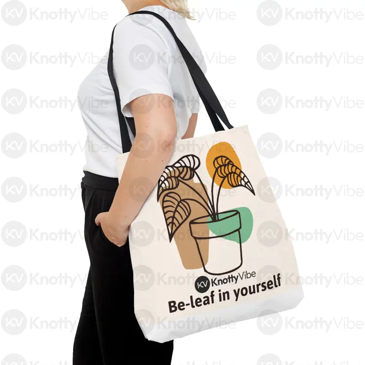 Inspirational Tote Bag - Be-leaf in Yourself | Eco-Friendly Plant Lover Gift Trendy Shopping Bag Motivational Quote Bags