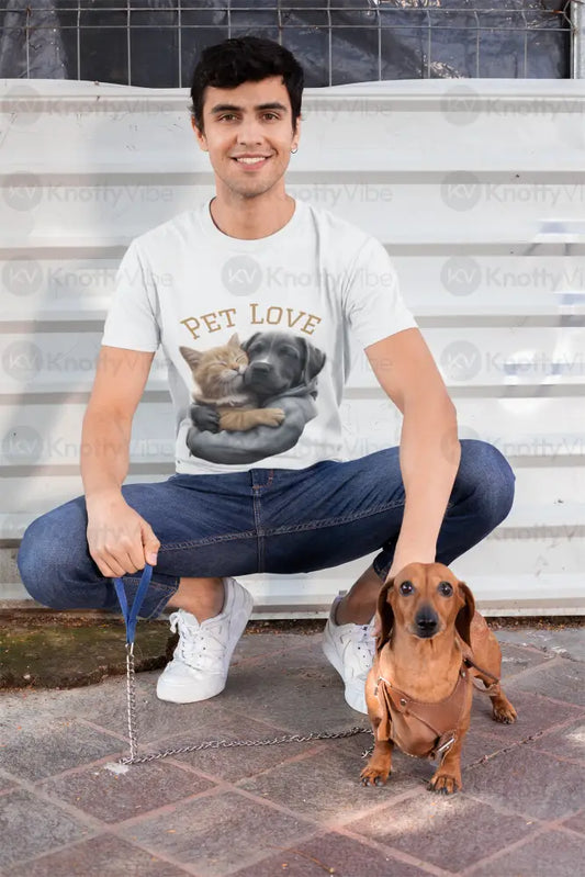 Pet Love Unisex T-Shirt | Cute Animal Lover Gift Pet Parent Apparel Cozy Casual Wear Birthday Present Dog Cat Lovers