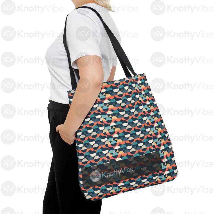 Stylish AOP Tote Bag with Colorful Geometric Design Eco-Friendly Shopper Beach Bag Gift for Her Trendy Handbag Everyday