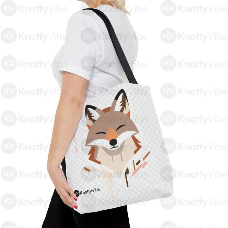 Stylish Fox and Abstract Waves Tote Bag Cute Animal Bag Trendy Eco-Friendly Shopping Bag Gift for Nature Lovers Beach