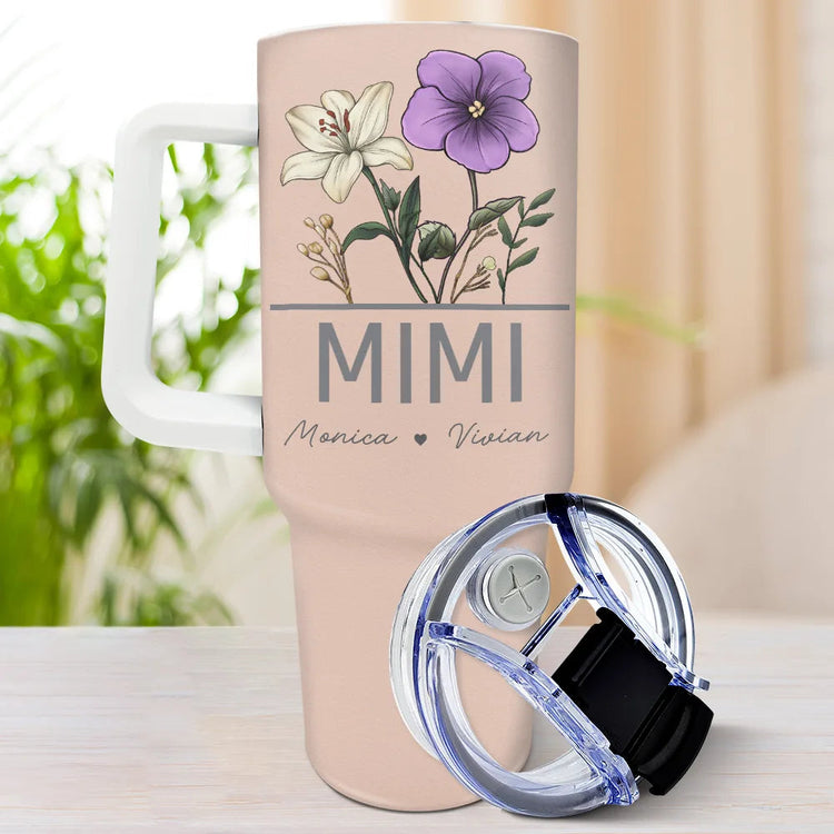 Personalized Birth Flower 40oz Sip Cup 💐