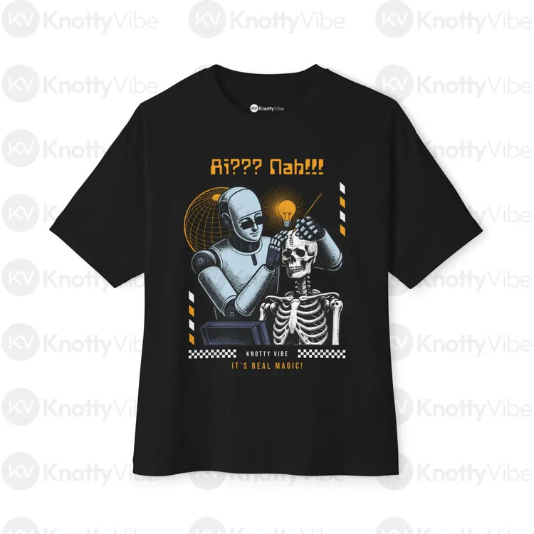 Unisex Oversized Boxy Tee Ai Human shirt Black / XS T-Shirt