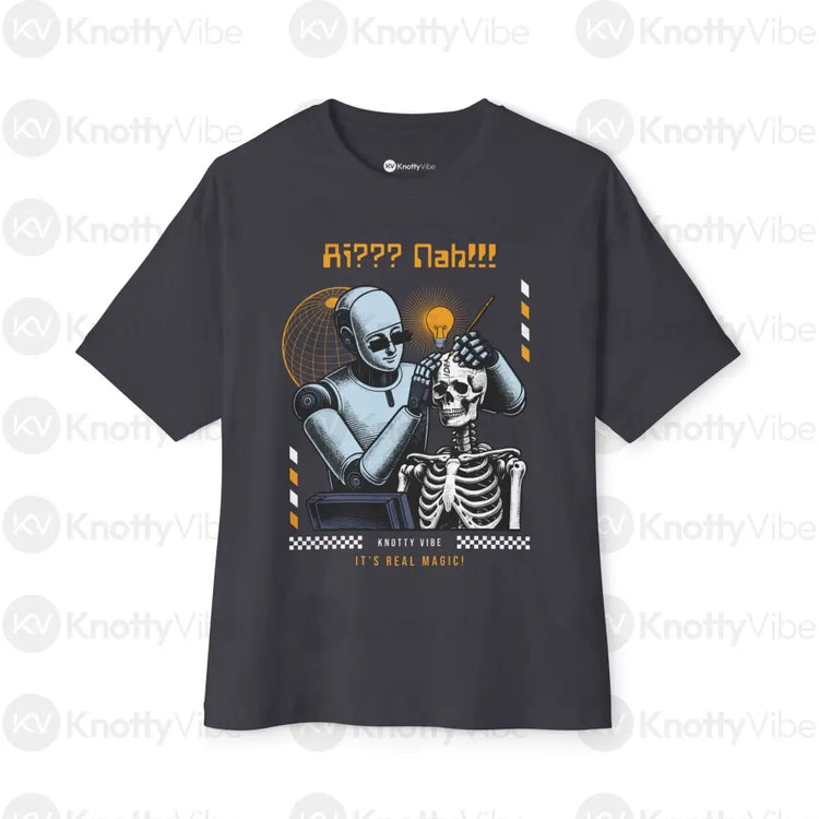 Unisex Oversized Boxy Tee Ai Human shirt Dark Grey / XS T-Shirt