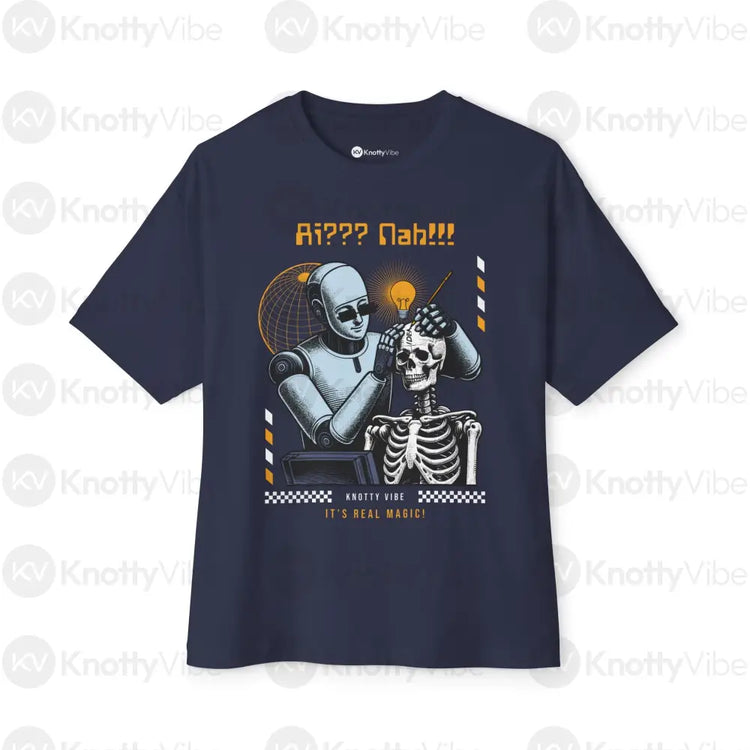Unisex Oversized Boxy Tee Ai Human shirt Navy / XS T-Shirt