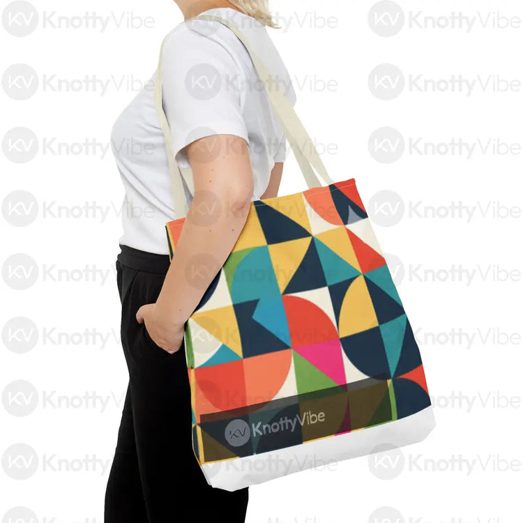 Vibrant Geometric Tote Bag - Eco-Friendly Shopping Bag Stylish Beach Bag Gift for Art Lovers Trendy Carry-All Daily Use