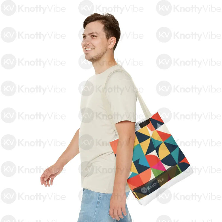 Vibrant Geometric Tote Bag - Eco-Friendly Shopping Bag Stylish Beach Bag Gift for Art Lovers Trendy Carry-All Daily Use