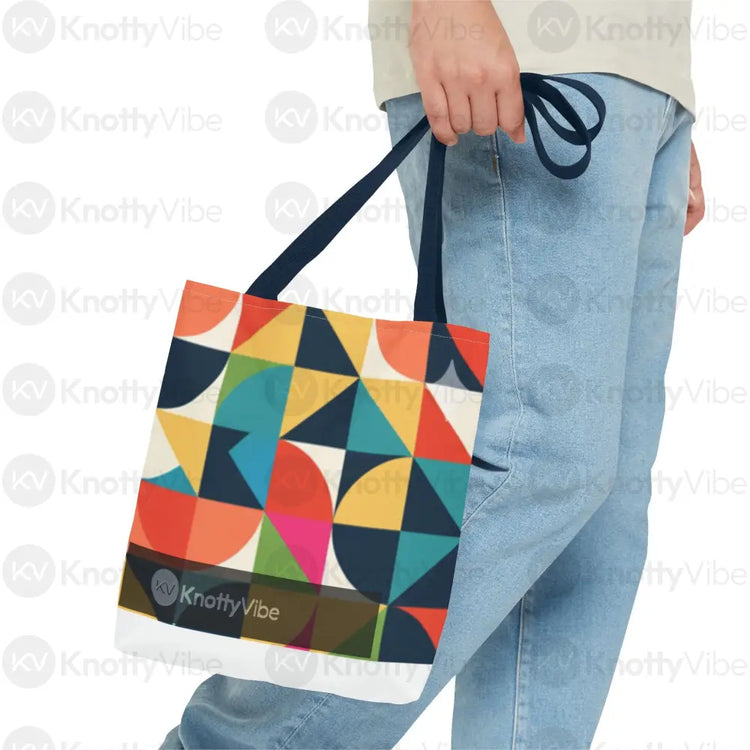 Vibrant Geometric Tote Bag - Eco-Friendly Shopping Bag Stylish Beach Bag Gift for Art Lovers Trendy Carry-All Daily Use