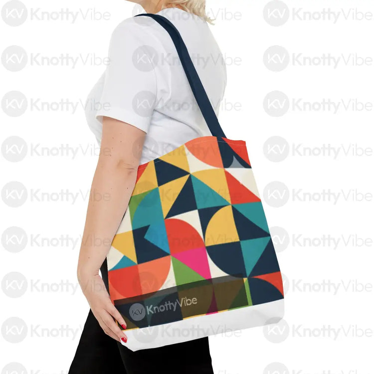 Vibrant Geometric Tote Bag - Eco-Friendly Shopping Bag Stylish Beach Bag Gift for Art Lovers Trendy Carry-All Daily Use
