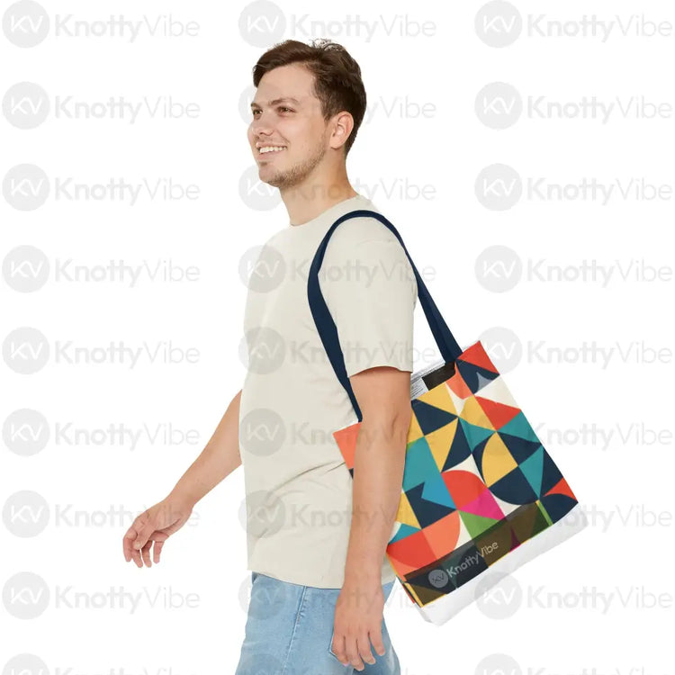Vibrant Geometric Tote Bag - Eco-Friendly Shopping Bag Stylish Beach Bag Gift for Art Lovers Trendy Carry-All Daily Use