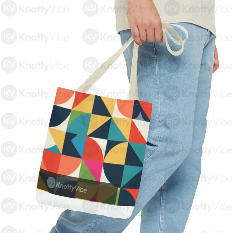 Vibrant Geometric Tote Bag - Eco-Friendly Shopping Bag Stylish Beach Bag Gift for Art Lovers Trendy Carry-All Daily Use