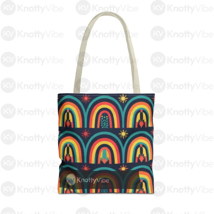 Vibrant Rainbow Tote Bag Eco-Friendly Shopping Pouch Boho Style Bag Weekend Getaway Tote Colorful Reusable Everyday Bag