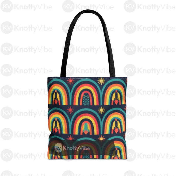Vibrant Rainbow Tote Bag Eco-Friendly Shopping Pouch Boho Style Bag Weekend Getaway Tote Colorful Reusable Everyday Bag