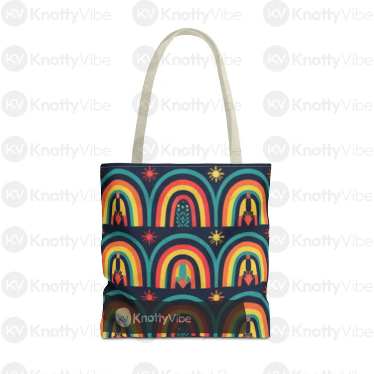 Vibrant Rainbow Tote Bag Eco-Friendly Shopping Pouch Boho Style Bag Weekend Getaway Tote Colorful Reusable Everyday Bag