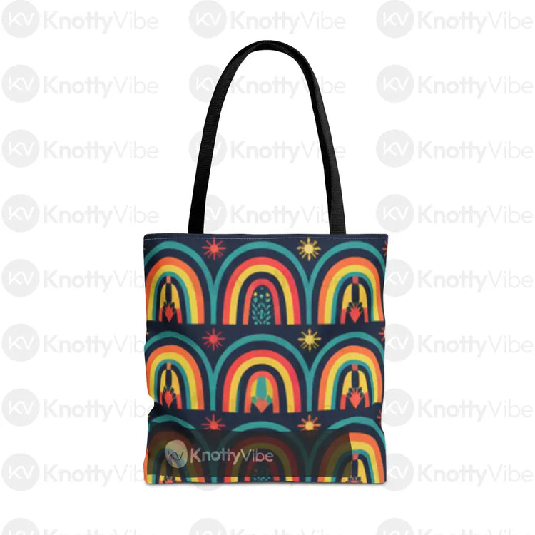 Vibrant Rainbow Tote Bag Eco-Friendly Shopping Pouch Boho Style Bag Weekend Getaway Tote Colorful Reusable Everyday Bag