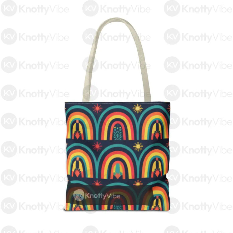 Vibrant Rainbow Tote Bag Eco-Friendly Shopping Pouch Boho Style Bag Weekend Getaway Tote Colorful Reusable Everyday Bag