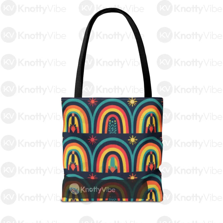 Vibrant Rainbow Tote Bag Eco-Friendly Shopping Pouch Boho Style Bag Weekend Getaway Tote Colorful Reusable Everyday Bag