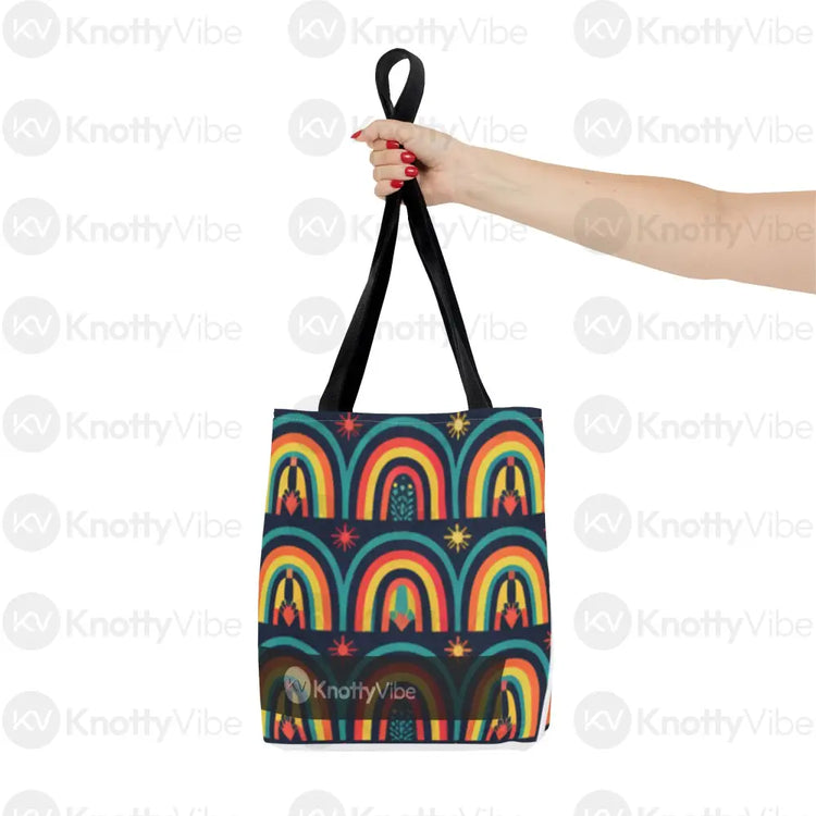 Vibrant Rainbow Tote Bag Eco-Friendly Shopping Pouch Boho Style Bag Weekend Getaway Tote Colorful Reusable Everyday Bag