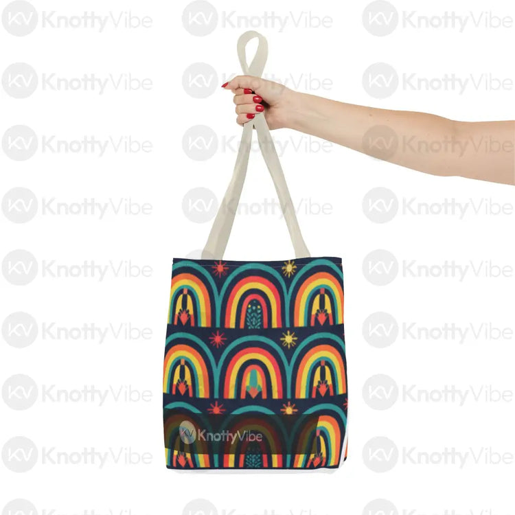 Vibrant Rainbow Tote Bag Eco-Friendly Shopping Pouch Boho Style Bag Weekend Getaway Tote Colorful Reusable Everyday Bag
