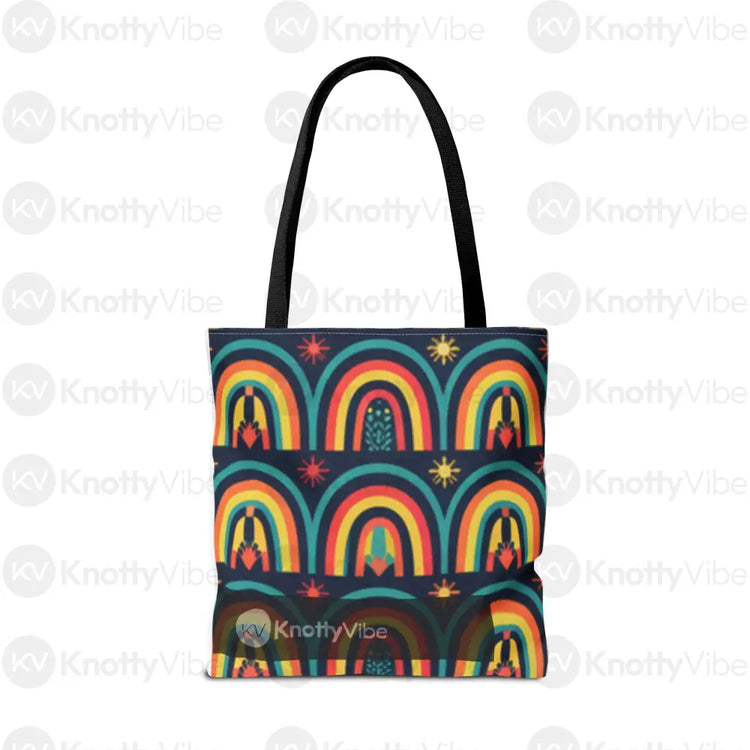 Vibrant Rainbow Tote Bag Eco-Friendly Shopping Pouch Boho Style Bag Weekend Getaway Tote Colorful Reusable Everyday Bag