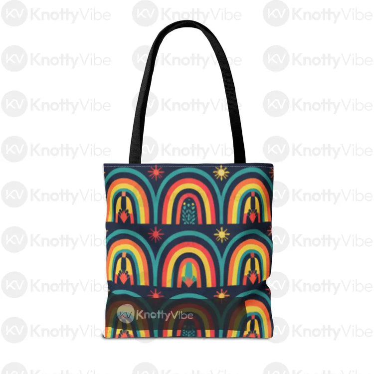 Vibrant Rainbow Tote Bag Eco-Friendly Shopping Pouch Boho Style Bag Weekend Getaway Tote Colorful Reusable Everyday Bag