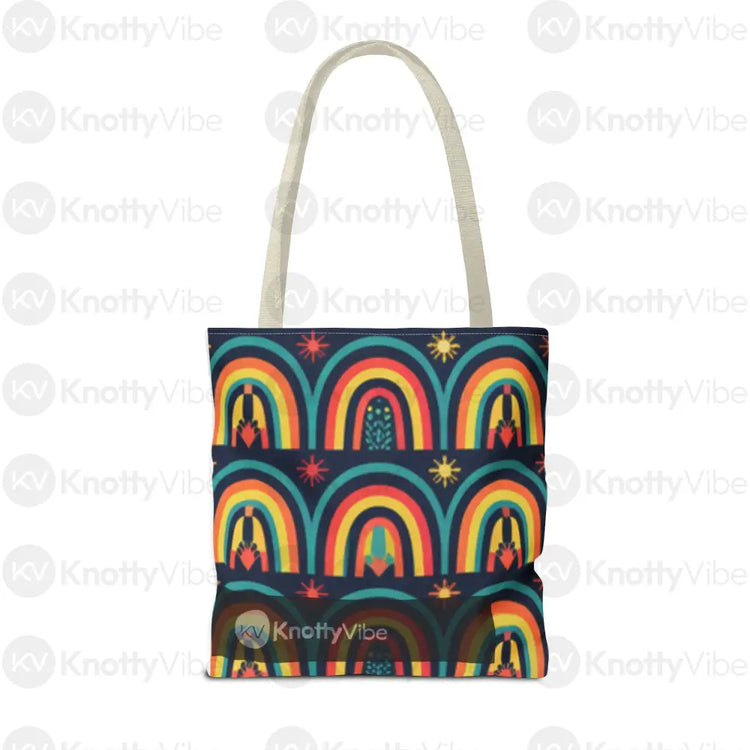 Vibrant Rainbow Tote Bag Eco-Friendly Shopping Pouch Boho Style Bag Weekend Getaway Tote Colorful Reusable Everyday Bag