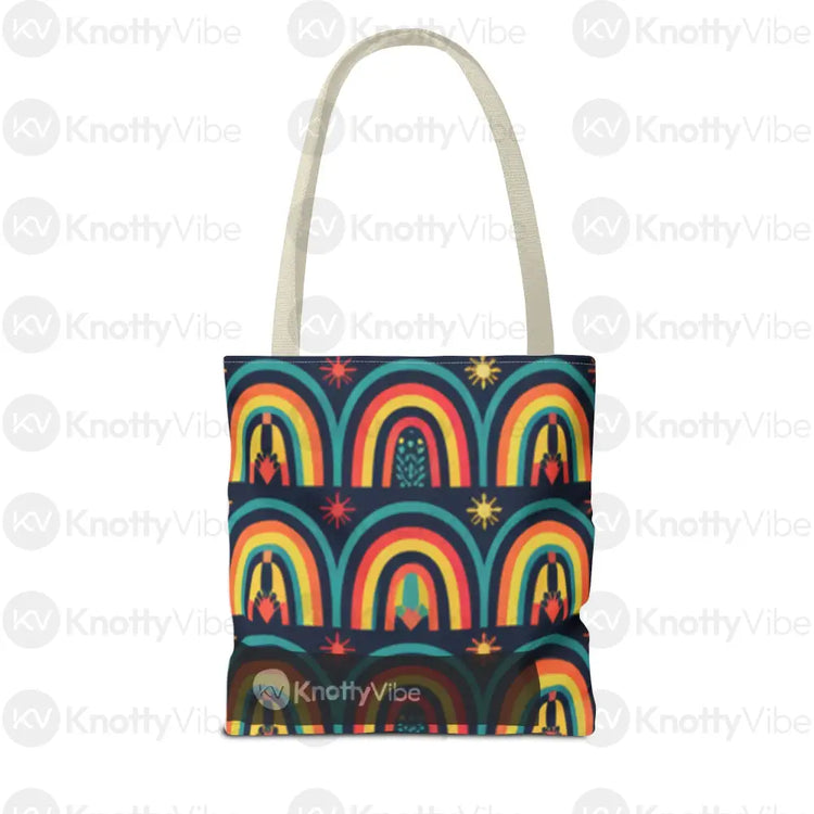 Vibrant Rainbow Tote Bag Eco-Friendly Shopping Pouch Boho Style Bag Weekend Getaway Tote Colorful Reusable Everyday Bag