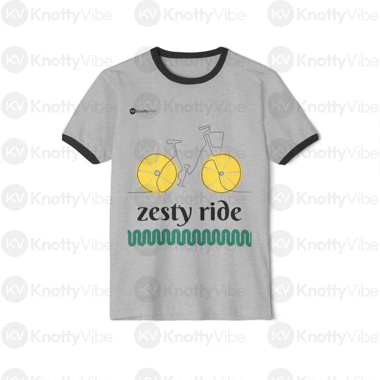 Zesty Ride Unisex Cotton Ringer T-Shirt | Fun Casual Wear Summer Vibes Gift for Cycling Lovers Graphic Tee Comfortable
